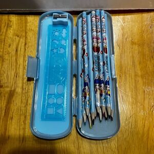 Labubu 12ct Colored Pencil Set Blue 4-in-1 Case with Ruler and Sharpener HJ-2800